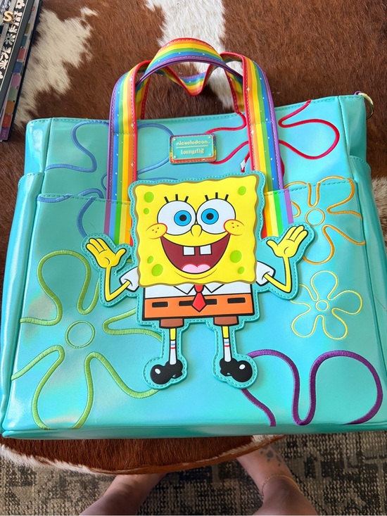 Loungefly Handbags - Loungefly Turquoise SpongeBob Rainbow Handle Tote